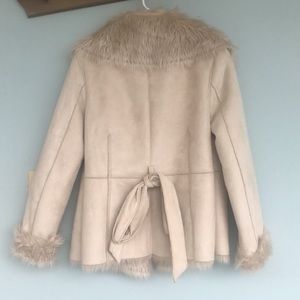 Zara Basic Ivory Fux Fur Coat